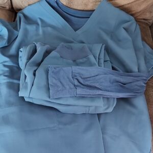 Blue V-Neck Scrub Set